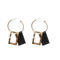 Zinc Alloy Drop Earring, with Plank, stainless steel post pin, gold color plated, for woman 