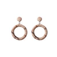 Zinc Alloy Drop Earring, with Cloth, stainless steel post pin, Donut, silver color plated, for woman 55mm 
