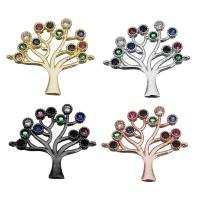 Cubic Zirconia Micro Pave Brass Connector, Tree, plated, micro pave cubic zirconia & 1/1 loop Approx 1.5mm 