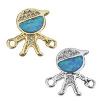 Cubic Zirconia Micro Pave Brass Connector, with Opal, Boy, plated, micro pave cubic zirconia & 1/1 loop Approx 1.5mm 