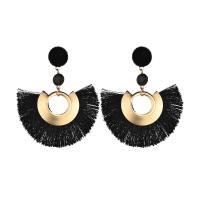Fashion Tassel Earring, Zinc Alloy, with Cotton Thread, stainless steel post pin, gold color plated, for woman 