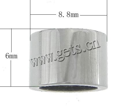 Abalorio separador tubo de acero inoxidable, chapado, Modificado para requisitos particulares, más colores para la opción, 8.8x6mm, agujero:aproximado 6.5mm, Vendido por UD