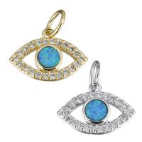 Cubic Zirconia Micro Pave Brass Pendant, with Opal, Eye, plated, micro pave cubic zirconia Approx 4mm 