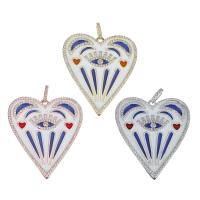Brass Heart Pendants, plated, micro pave cubic zirconia & enamel Approx 