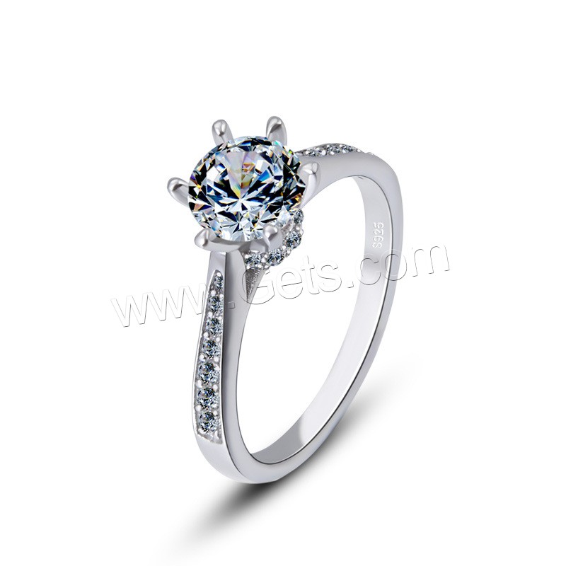 Cubic Zirconia anillo de dedo de plata esterlina, metal, diverso tamaño para la opción & para mujer & con circonia cúbica, plateado, Vendido por UD