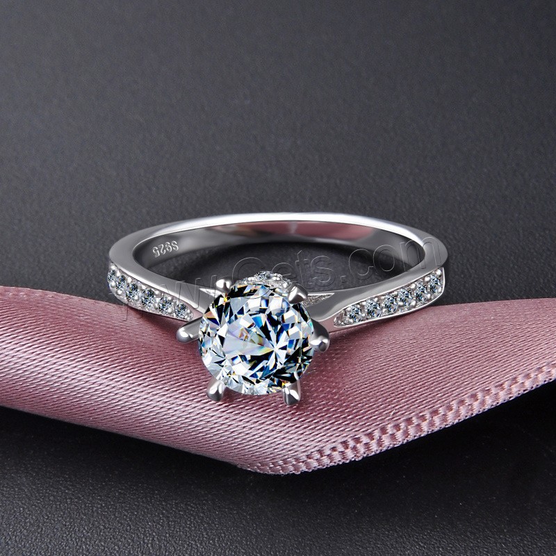 立方のジルコニア純銀指のリング, 銅, 異なるサイズの選択 & 女性用 & キュービックジルコニアのある, シルバー, 売り手 パソコン