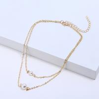 Fashion Choker Necklace, Zinc Alloy, with ABS Plastic Pearl, KC gold color plated, oval chain & for woman Approx 11.8 Inch 