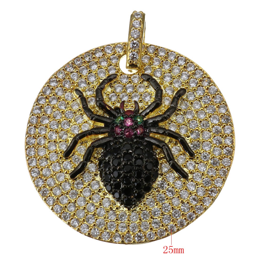 Cubic Zirconia Micro Pave Brass Pendant, Flat Round, plated, micro pave cubic zirconia, more colors for choice, 25x5mm, Hole:Approx 3.5x4mm, Sold By PC