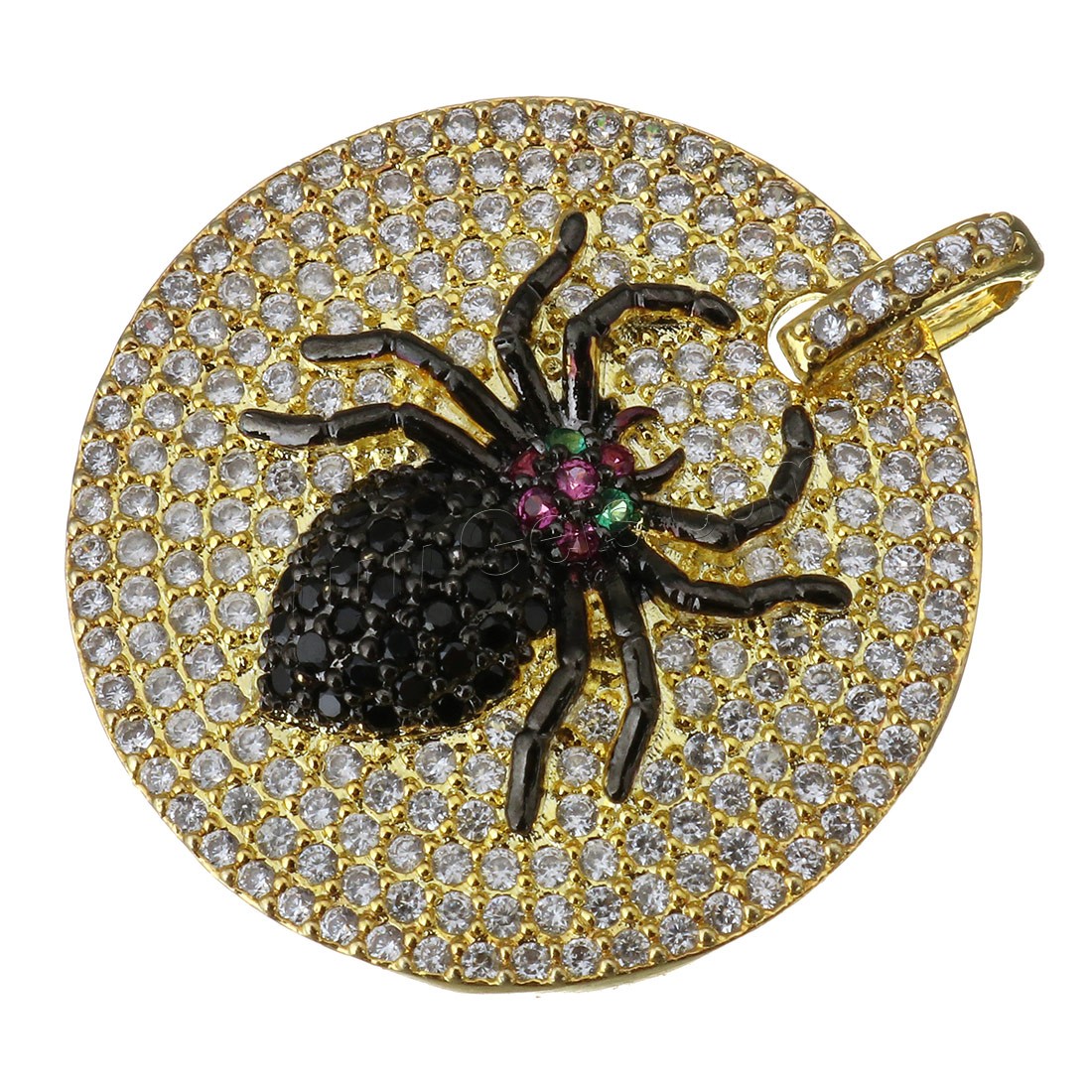 Cubic Zirconia Micro Pave Brass Pendant, Flat Round, plated, micro pave cubic zirconia, more colors for choice, 25x5mm, Hole:Approx 3.5x4mm, Sold By PC