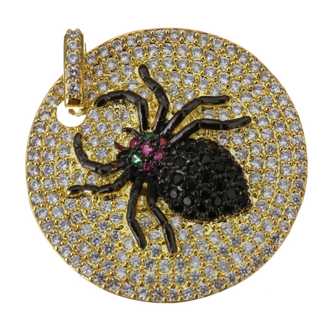 Cubic Zirconia Micro Pave Brass Pendant, Flat Round, plated, micro pave cubic zirconia, more colors for choice, 25x5mm, Hole:Approx 3.5x4mm, Sold By PC