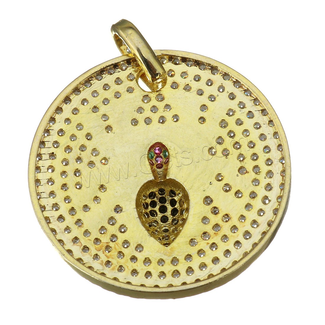 Cubique Pendentif en laiton zircon pavent, Plat rond, Placage, pavé de micro zircon, plus de couleurs à choisir, 25x5mm, Trou:Environ 3.5x4mm, Vendu par PC