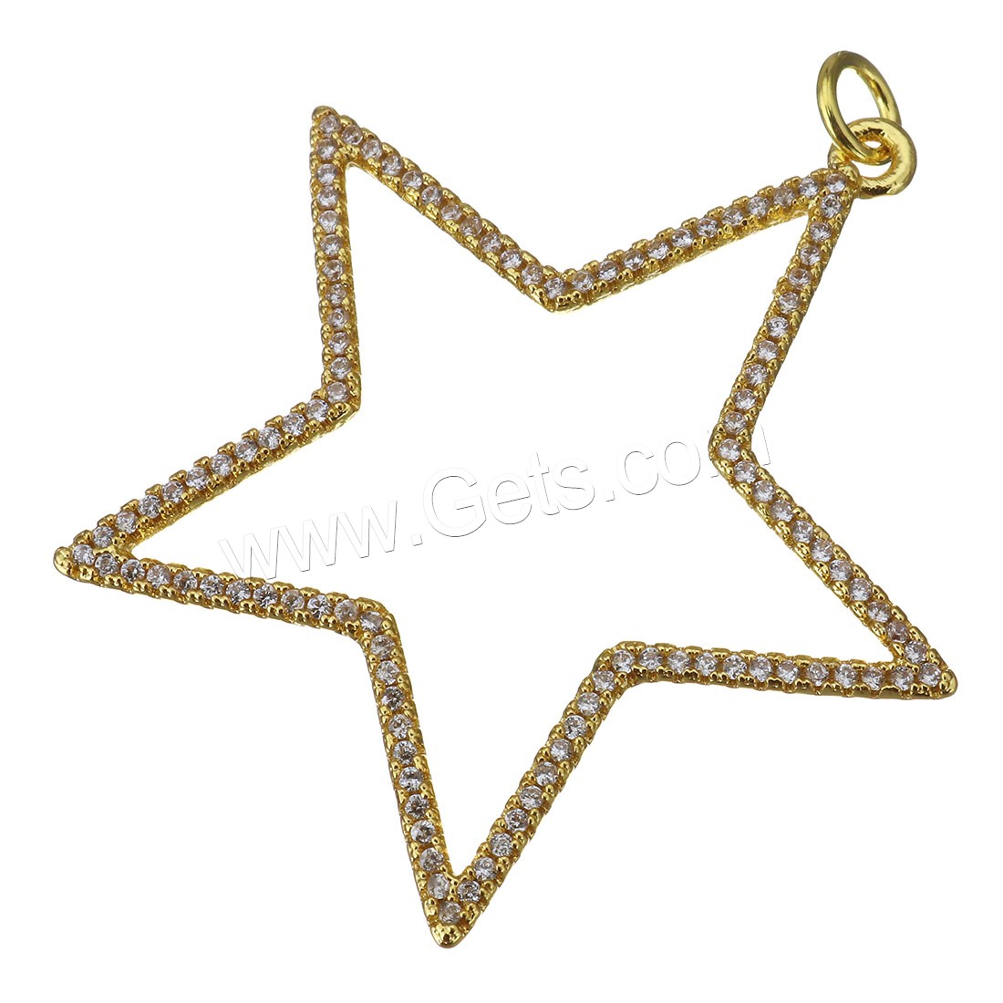 Brass Star Pendants, plated, micro pave cubic zirconia, more colors for choice, 42x43x3mm, Hole:Approx 4mm, Sold By PC