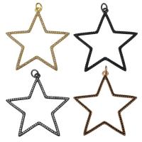 Brass Star Pendants, plated, micro pave cubic zirconia Approx 4mm 