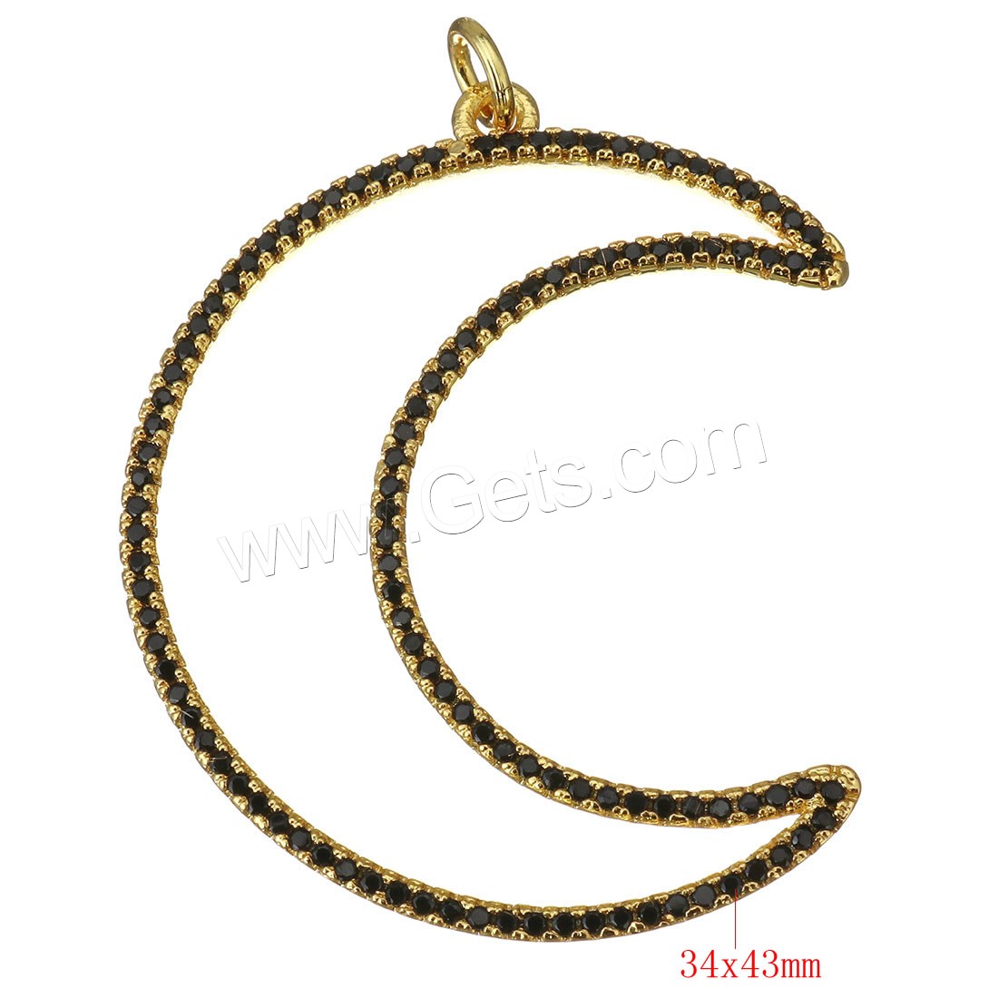 Colgante de Micro Pavé de Zirconía Cúbica, metal, Luna, chapado, micro arcilla de zirconia cúbica, más colores para la opción, 34x43x3mm, agujero:aproximado 4mm, Vendido por UD