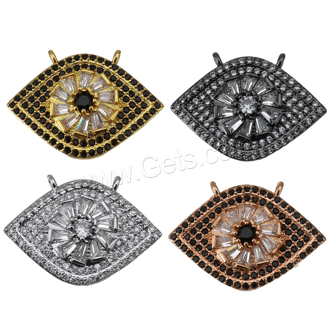 Cubique Pendentif en laiton zircon pavent, œil, Placage, pavé de micro zircon, plus de couleurs à choisir, 25x18x5mm, Trou:Environ 2.5mm, Vendu par PC