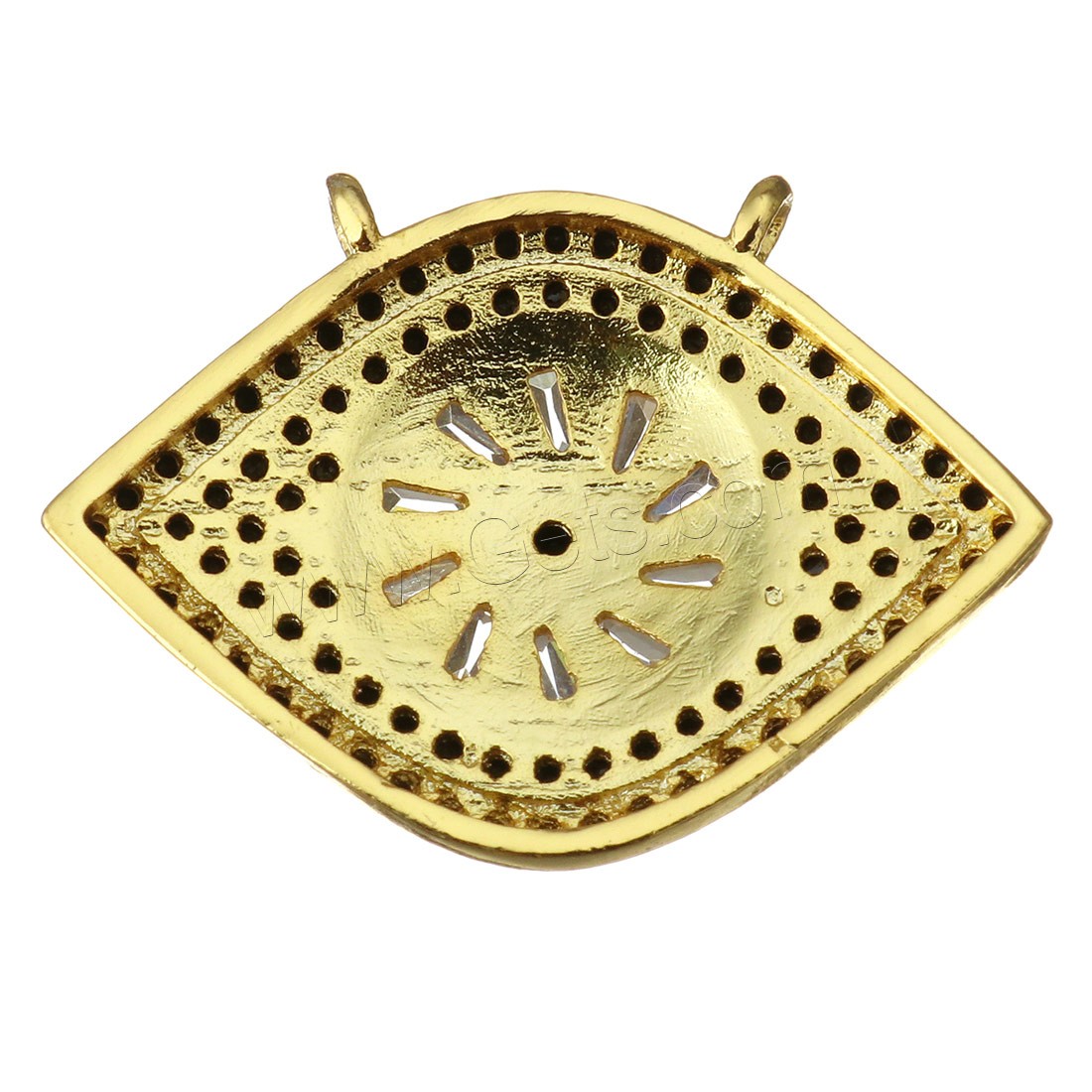 Cubique Pendentif en laiton zircon pavent, œil, Placage, pavé de micro zircon, plus de couleurs à choisir, 25x18x5mm, Trou:Environ 2.5mm, Vendu par PC