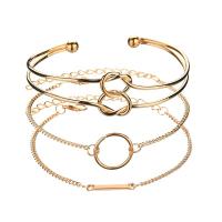 Zinc Alloy Multi Bangle Sets, cuff bangle & bracelet, with Brass, with 6.5cm,7cm extender chain, gold color plated, three pieces & adjustable & twist oval chain & for woman, Inner Approx 70mm Approx 8.6 Inch, Approx 7.1 Inch, Approx 6.9 Inch 