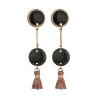 Fashion Tassel Earring, Zinc Alloy, with Nylon Cord & Acrylic, stainless steel post pin, gold color plated, for woman 65mm 