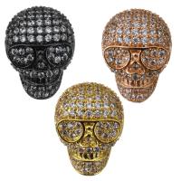 Brass Beads, Skull, plated, micro pave cubic zirconia Approx 2.5mm 