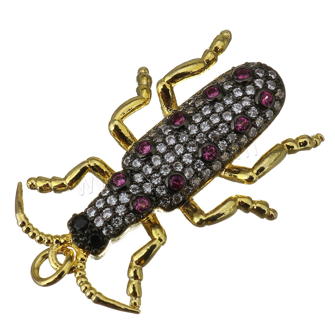 Animal Brass Pendants, Insect, plated, micro pave cubic zirconia, more colors for choice, 22x31x5mm, Hole:Approx 3mm, Sold By PC