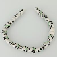 Tier Lampwork Perlen, Panda, weiß und schwarz, 20x13x12mm, Bohrung:ca. 2.5mm, Länge:ca. 14 ZollInch, ca. 18PCs/Strang, verkauft von Strang