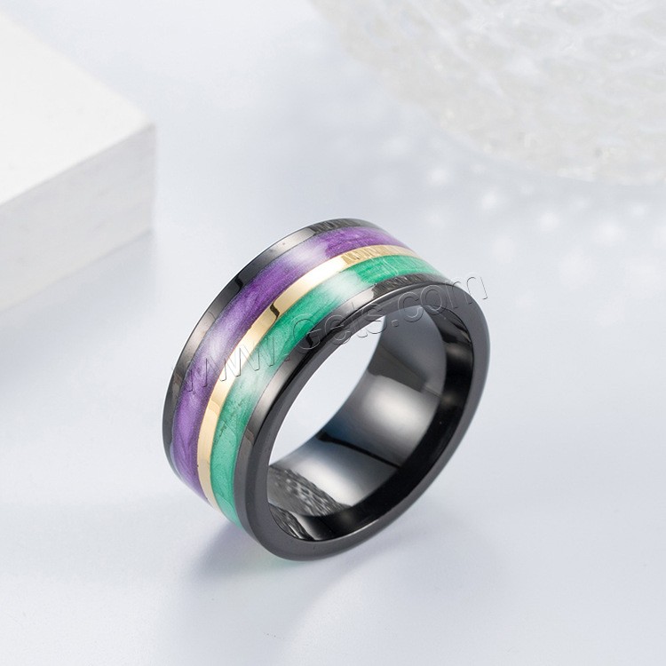 Titanium Steel Finger Ring, with Cloisonne, plated, Unisex & different size for choice, 10mm, Sold By PC