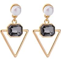 Zinc Alloy Drop Earring, with Shell Pearl & Crystal, sterling silver post pin, Triangle, plated, for woman, 39mm 
