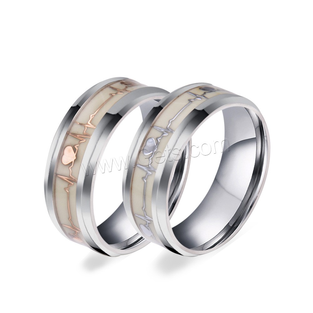 チタン鋼の指環, チタン鋼, ユニセックス & 異なるサイズの選択 & エポキシステッカー & ルミナス, 無色, 8mm, 売り手 パソコン