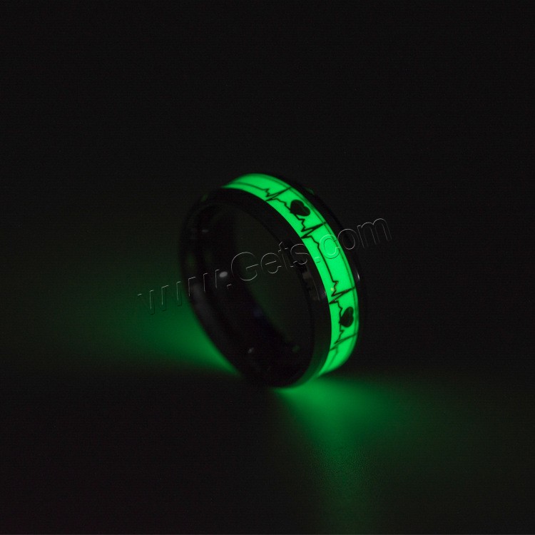 Титан Сталь палец кольцо, титан, Мужская & разный размер для выбора & Эпоксидная стикер & блестящий в ночи, Много цветов для выбора, 8mm, продается PC