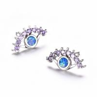 Zinc Alloy Drop Earring, with Opal, silver color plated, for woman & with rhinestone 18mm 