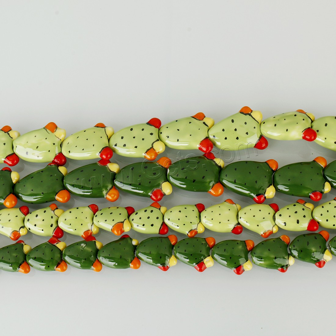 Plant Lampwork Beads, Opuntia Stricta, more colors for choice, Sold By Strand