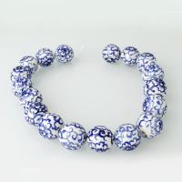 Perla de porcelana azul y blanca, 20x20x20mm, agujero:aproximado 2.5mm, longitud:aproximado 14 Inch, aproximado 18PCs/Sarta, Vendido por Sarta