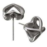 Stainless Steel Stud Earring, Heart, original color 0.7mm 