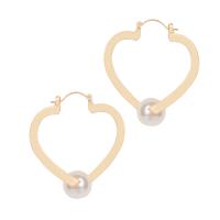 Zinc Alloy Hoop Earring, with Glass Pearl, plated, for woman nickel, lead & cadmium free 