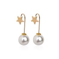 Zinc Alloy Drop Earring, with Glass Pearl, rose gold color plated, for woman, nickel, lead & cadmium free 