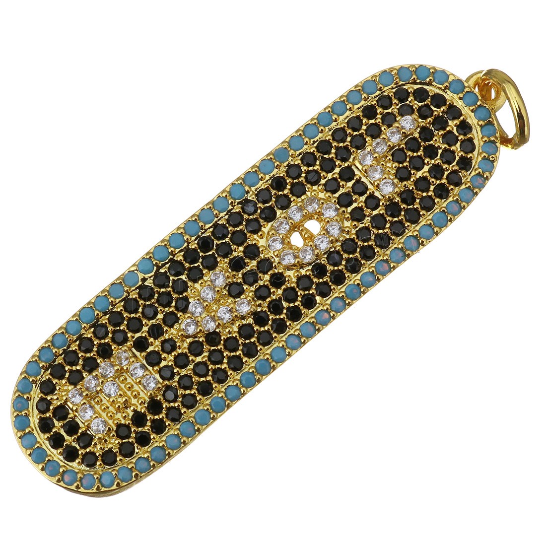 Cubic Zirconia Micro Pave Brass Pendant, plated, micro pave cubic zirconia, more colors for choice, 12x42x2.5mm, Hole:Approx 4mm, Sold By PC