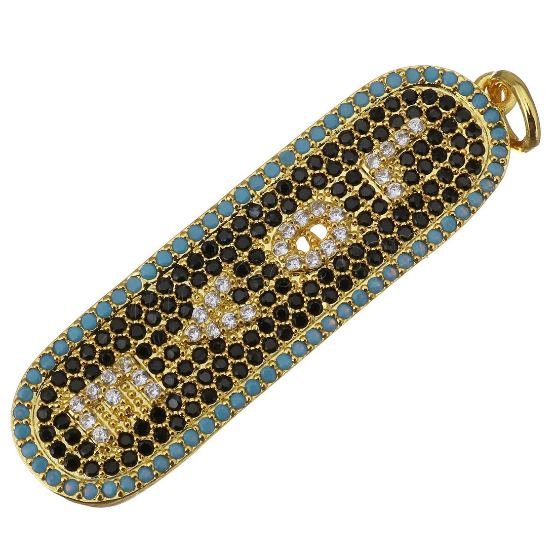 Cubique Pendentif en laiton zircon pavent, Placage, pavé de micro zircon, plus de couleurs à choisir, 12x42x2.5mm, Trou:Environ 4mm, Vendu par PC