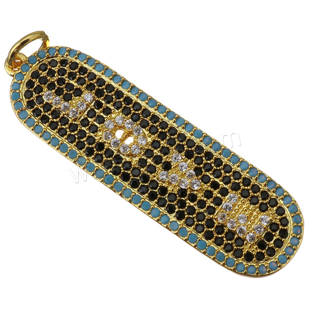 Cubique Pendentif en laiton zircon pavent, Placage, pavé de micro zircon, plus de couleurs à choisir, 12x42x2.5mm, Trou:Environ 4mm, Vendu par PC