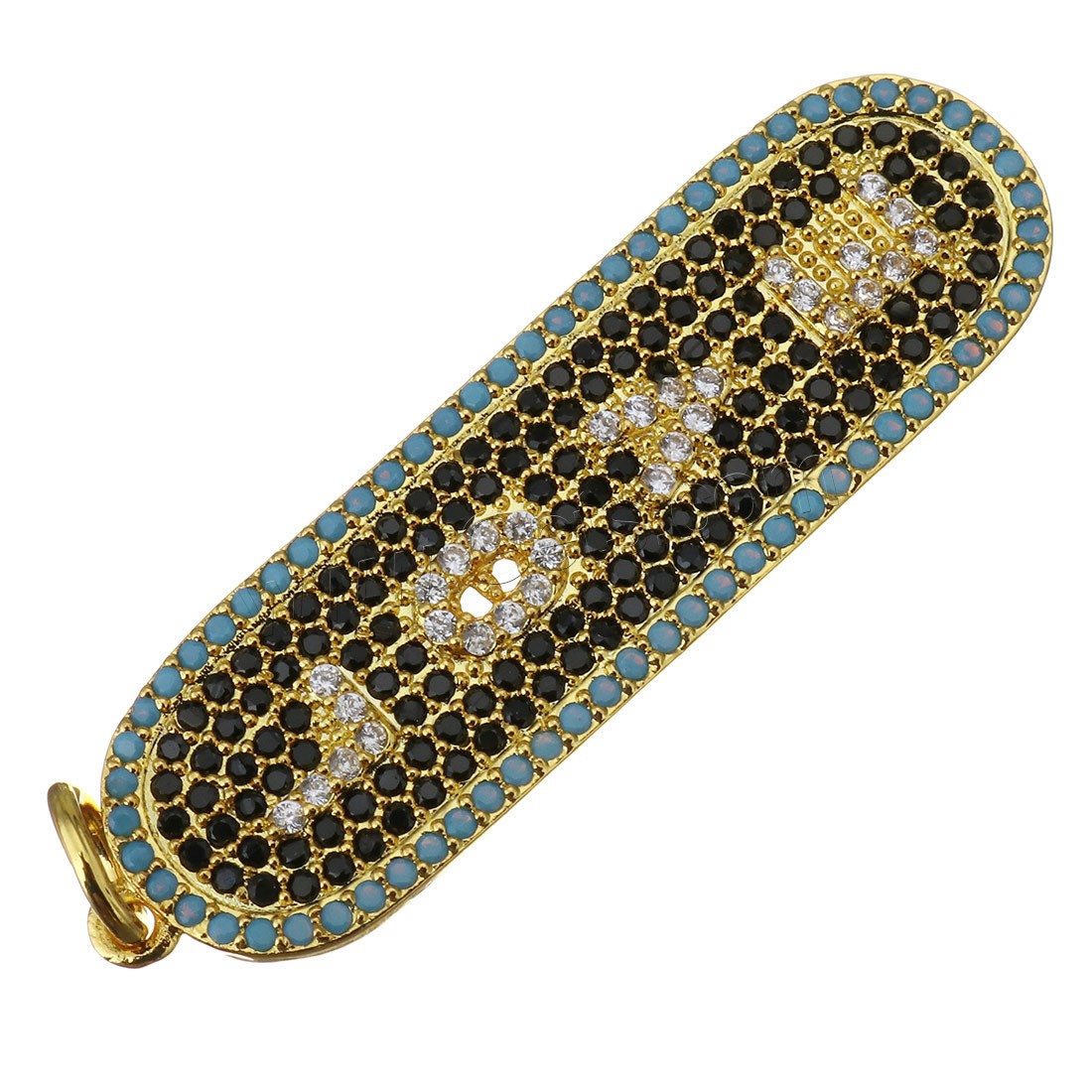 Cubique Pendentif en laiton zircon pavent, Placage, pavé de micro zircon, plus de couleurs à choisir, 12x42x2.5mm, Trou:Environ 4mm, Vendu par PC