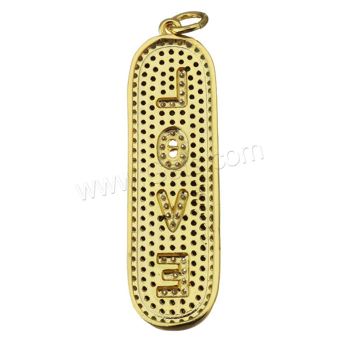 Cubique Pendentif en laiton zircon pavent, Placage, pavé de micro zircon, plus de couleurs à choisir, 12x42x2.5mm, Trou:Environ 4mm, Vendu par PC