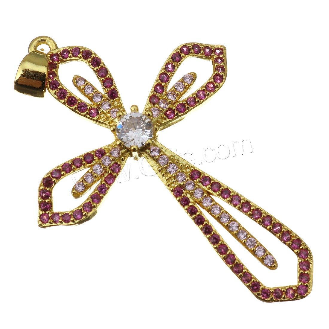 Brass Cross Pendants, plated, micro pave cubic zirconia, more colors for choice, 28x42x4mm, Hole:Approx 4mm, Sold By PC