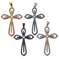 Brass Cross Pendants, plated, micro pave cubic zirconia Approx 4mm 