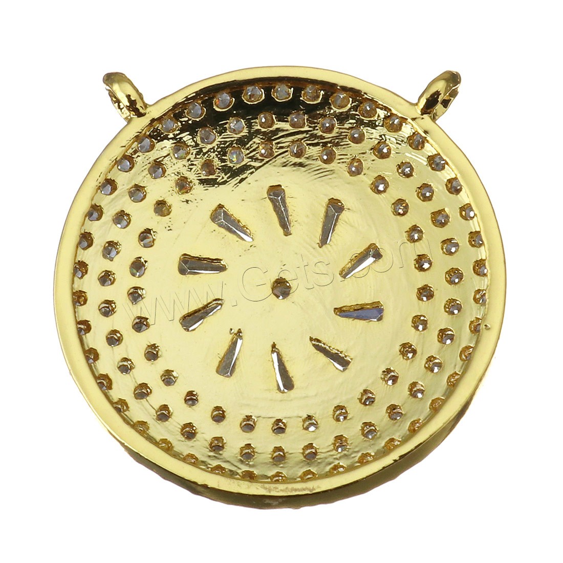 Cubique Pendentif en laiton zircon pavent, Plat rond, Placage, pavé de micro zircon & double trou, plus de couleurs à choisir, 18x18x4mm, Trou:Environ 1mm, Vendu par PC