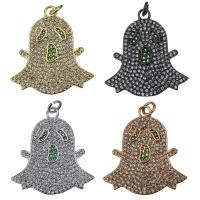 Cubic Zirconia Micro Pave Brass Pendant, Ghost, plated, micro pave cubic zirconia Approx 3mm 