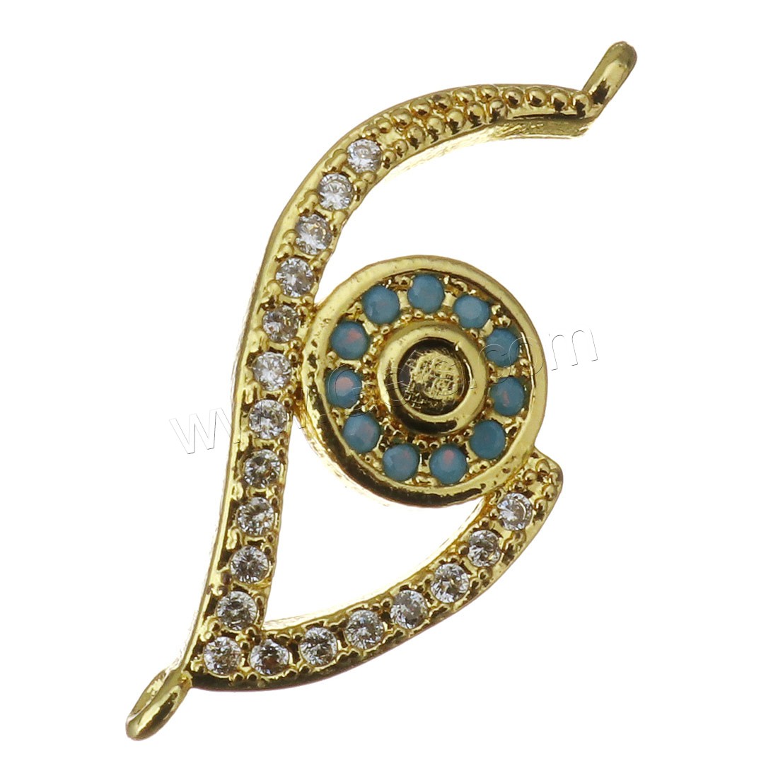 Cubic Zirconia Micro Pave Brass Connector, Evil Eye, plated, micro pave cubic zirconia & 1/1 loop, more colors for choice, 23.5x11x3mm, Hole:Approx 1mm, Sold By PC