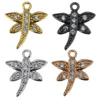 Animal Brass Pendants, Dragonfly, plated, micro pave cubic zirconia Approx 1.5mm 