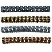 Brass Tube Beads, plated, micro pave cubic zirconia & double-hole Approx 2mm 