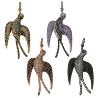 Animal Brass Pendants, swallow, plated, micro pave cubic zirconia Approx 