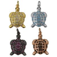 Animal Brass Pendants, Turtle, plated, micro pave cubic zirconia Approx 2.5mm 