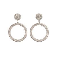 Zinc Alloy Rhinestone Drop Earring, stainless steel post pin, Donut, plated, for woman & with rhinestone 